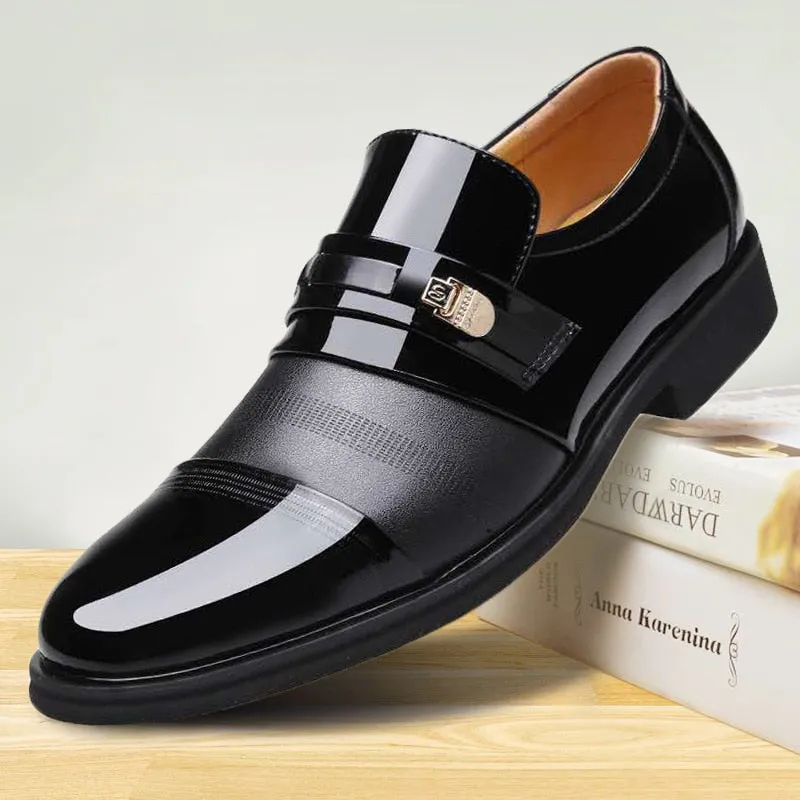 Aidase Luxury Brand PU Leather Fashion Men Business Dress Loafers Pointed Toe Black Shoes Oxford Breathable Formal Wedding Shoes 698
