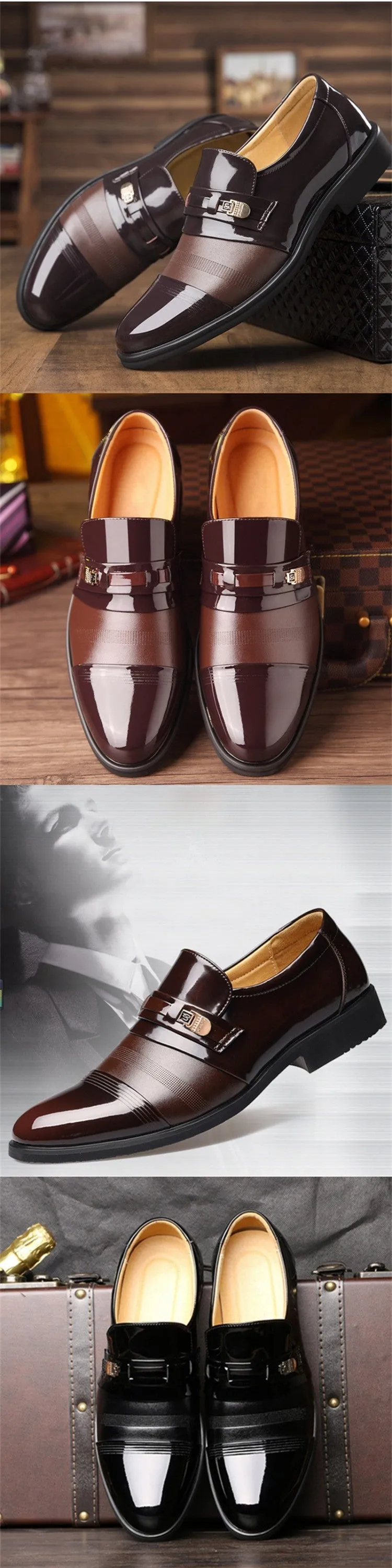 Aidase Luxury Brand PU Leather Fashion Men Business Dress Loafers Pointed Toe Black Shoes Oxford Breathable Formal Wedding Shoes 698