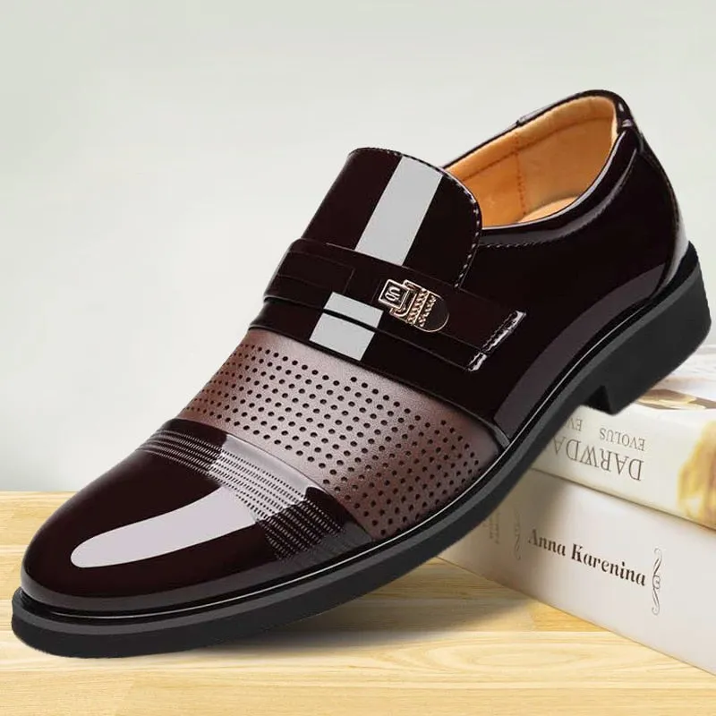Aidase Luxury Brand PU Leather Fashion Men Business Dress Loafers Pointed Toe Black Shoes Oxford Breathable Formal Wedding Shoes 698