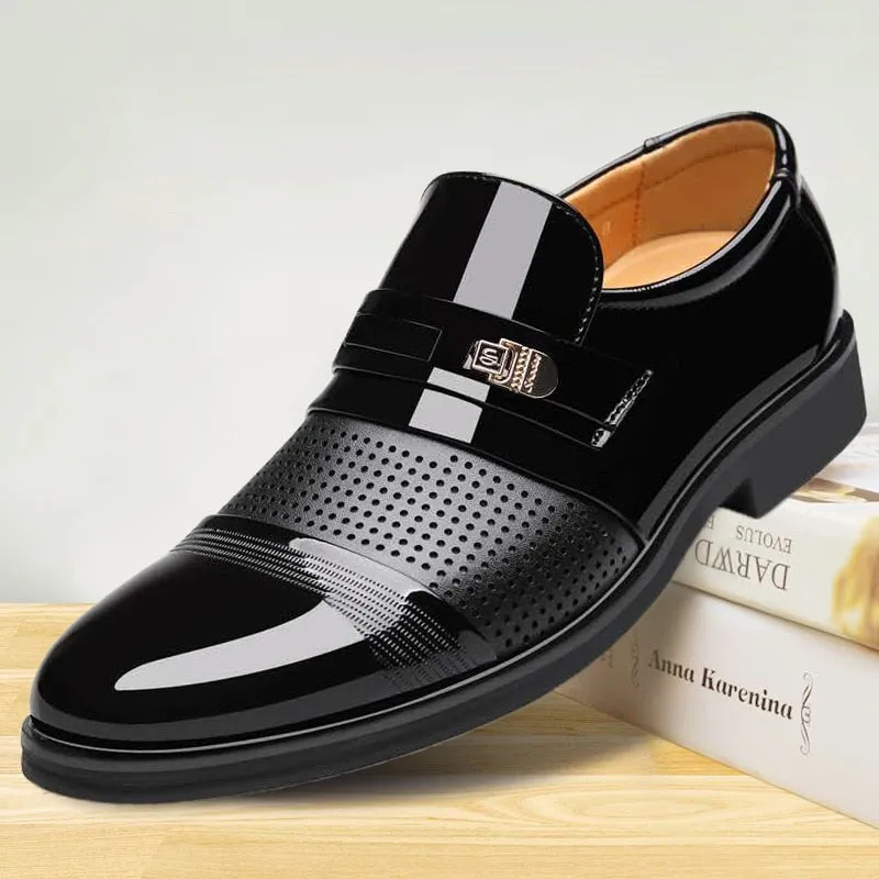 Aidase Luxury Brand PU Leather Fashion Men Business Dress Loafers Pointed Toe Black Shoes Oxford Breathable Formal Wedding Shoes 698