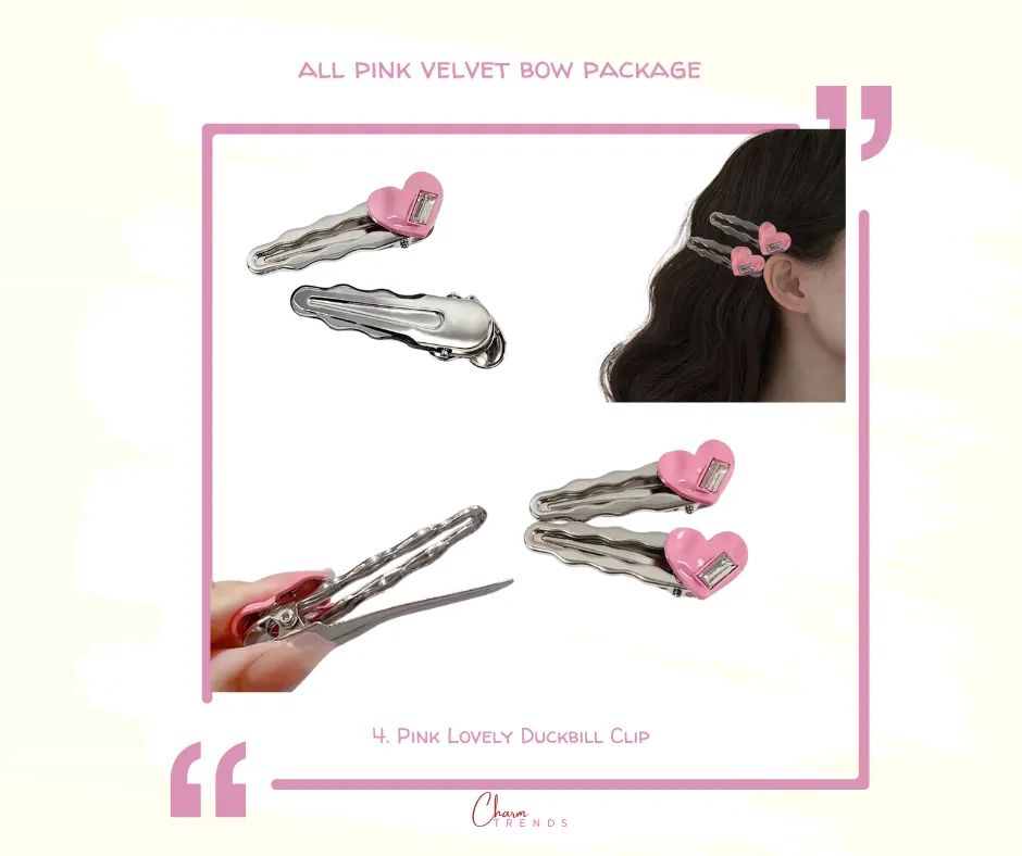 All Pink Heart Bow Collection (7pcs)