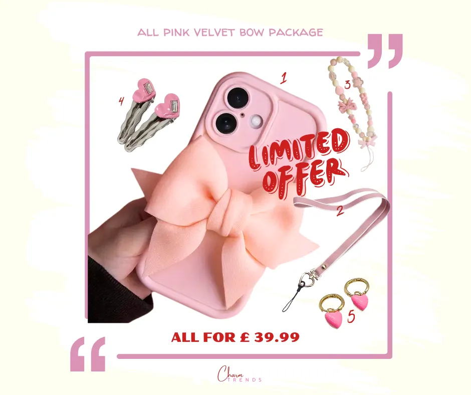 All Pink Heart Bow Collection (7pcs)