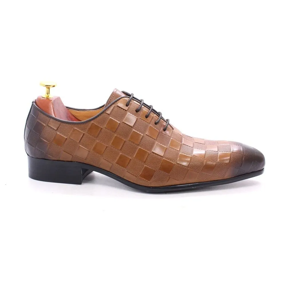 British style embossed leather shoes men's business dress Oxford shoes