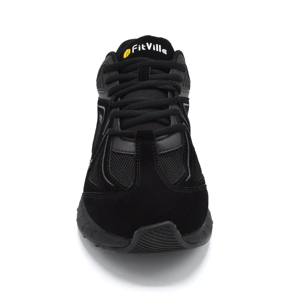 FitVille Rebound - Mens Extra Wide Fit Trainer - 6E Fitting - Jet Black