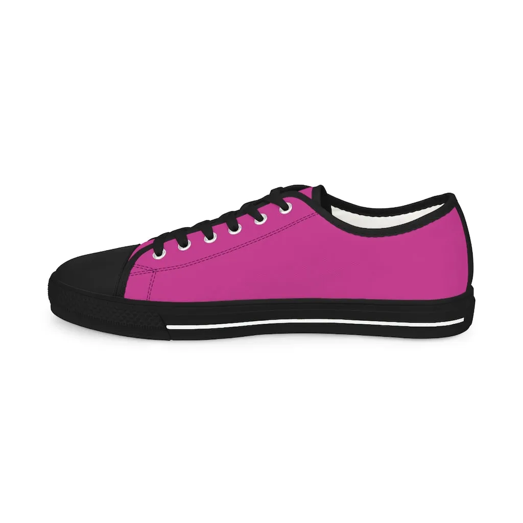 Hot Pink Color Men's Shoes, Solid Color Modern Minimalist Best Casual Men's Low Top Sneakers  (US Size: 5-14)