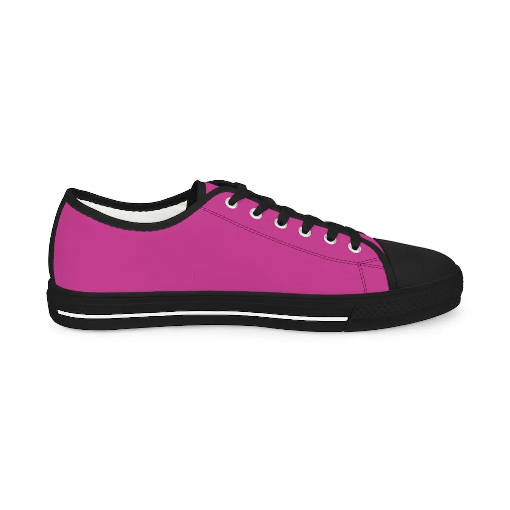 Hot Pink Color Men's Shoes, Solid Color Modern Minimalist Best Casual Men's Low Top Sneakers  (US Size: 5-14)