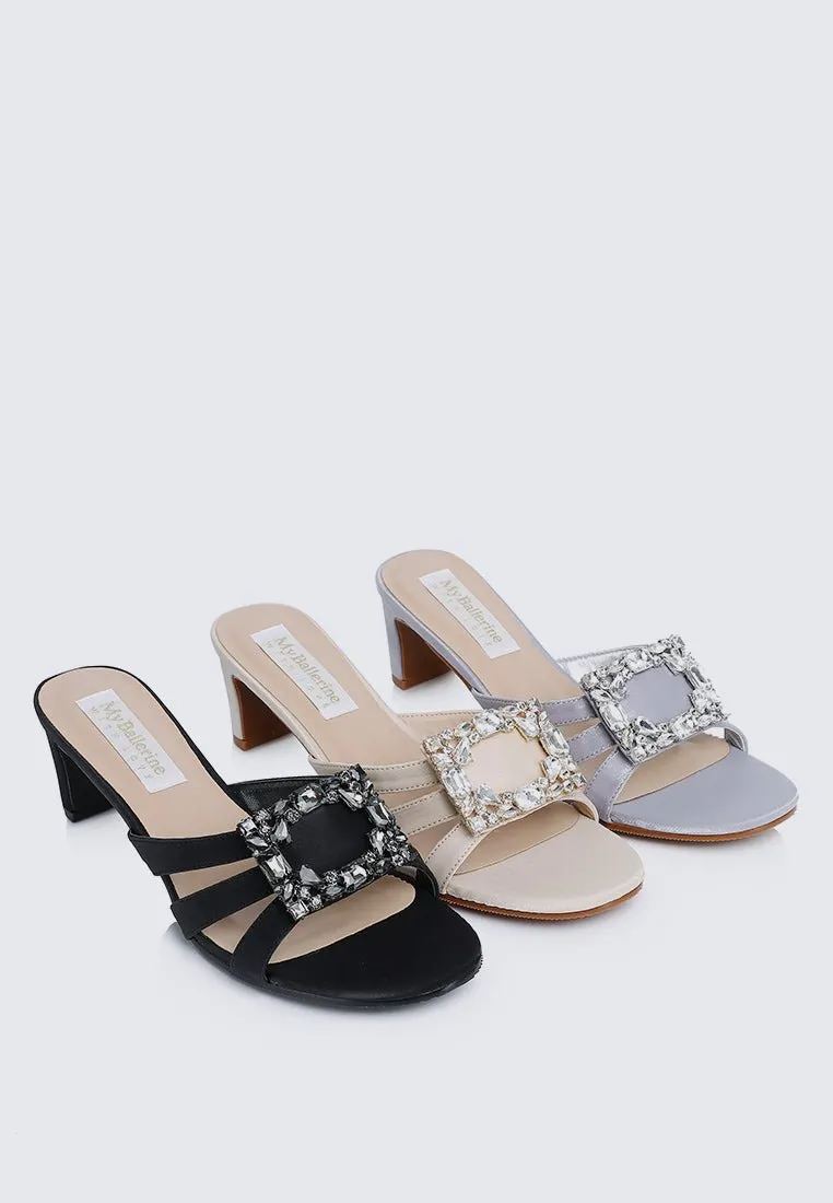 Kendra Comfy Heels In Silver
