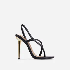 Lemonade Cadillac Cross Strap Square Toe Metallic Heel Mule Sandals