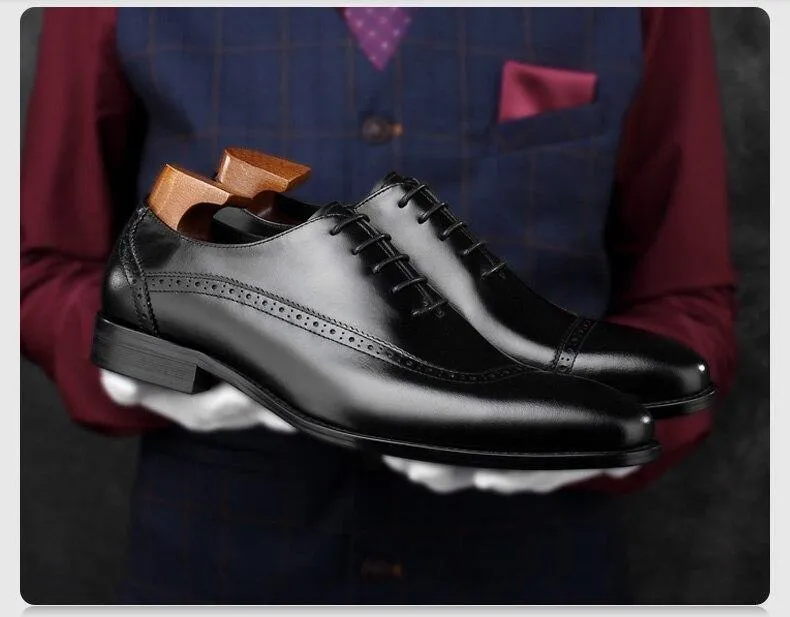Luxury Mens Leather Black And White Wedding Party Dress Shoes