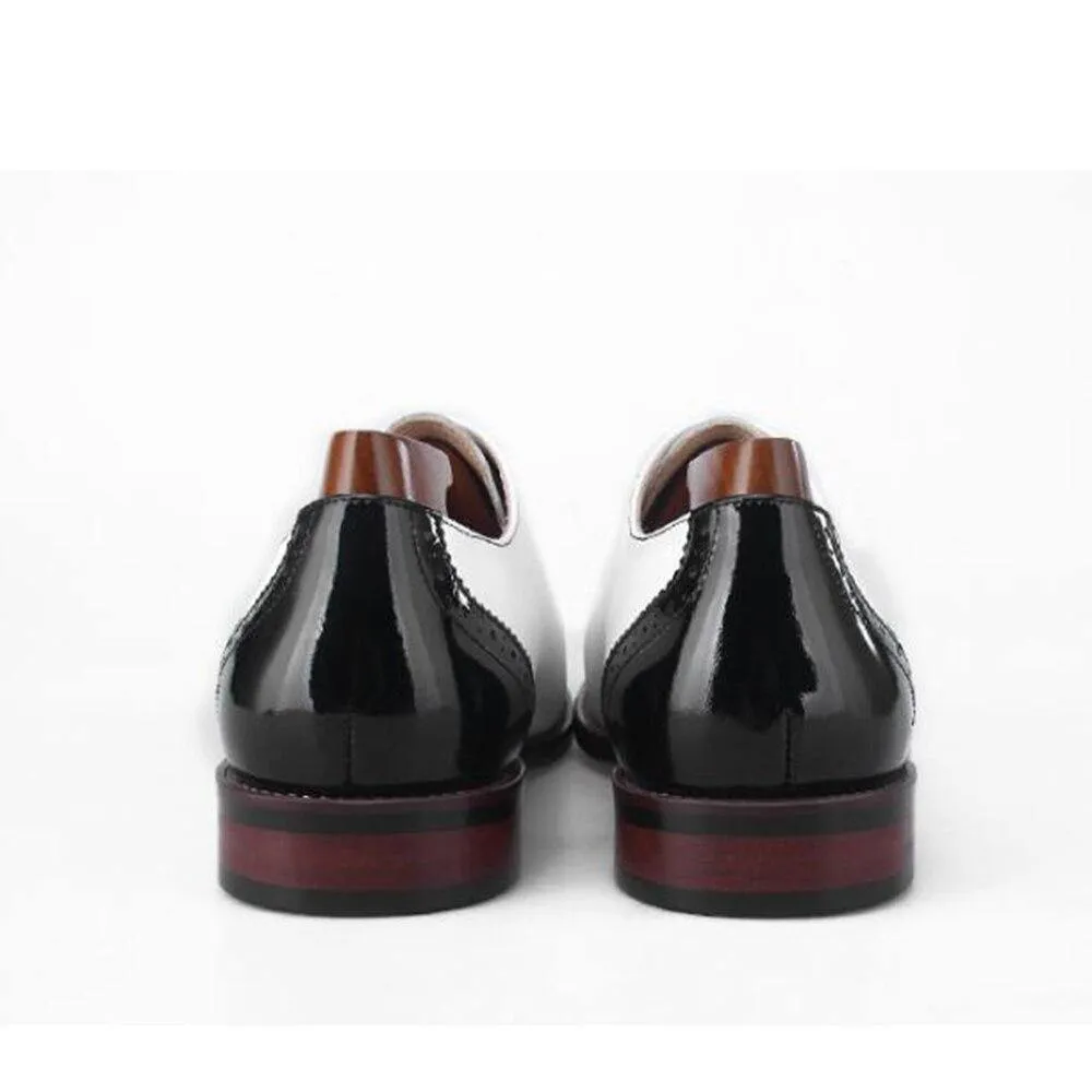 Luxury Mens Leather Black And White Wedding Party Dress Shoes