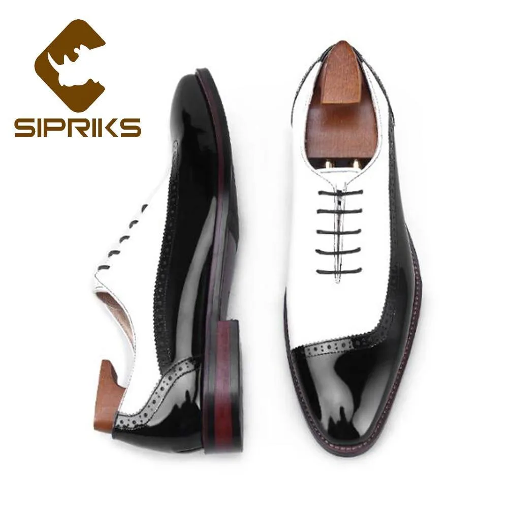 Luxury Mens Leather Black And White Wedding Party Dress Shoes