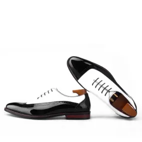 Luxury Mens Leather Black And White Wedding Party Dress Shoes