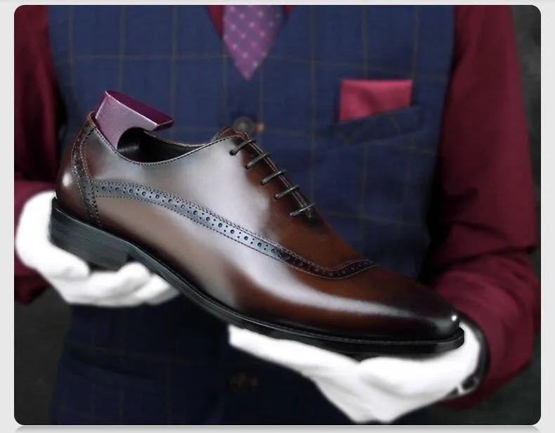 Luxury Mens Leather Black And White Wedding Party Dress Shoes