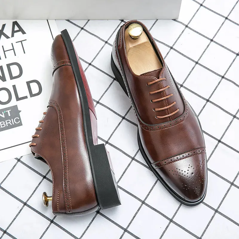 Men Red Sole Fashion Business Party Lace-up Brogue Oxfords Shoes