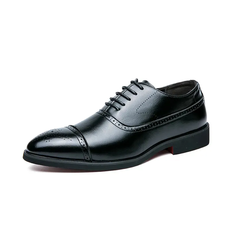 Men Red Sole Fashion Business Party Lace-up Brogue Oxfords Shoes
