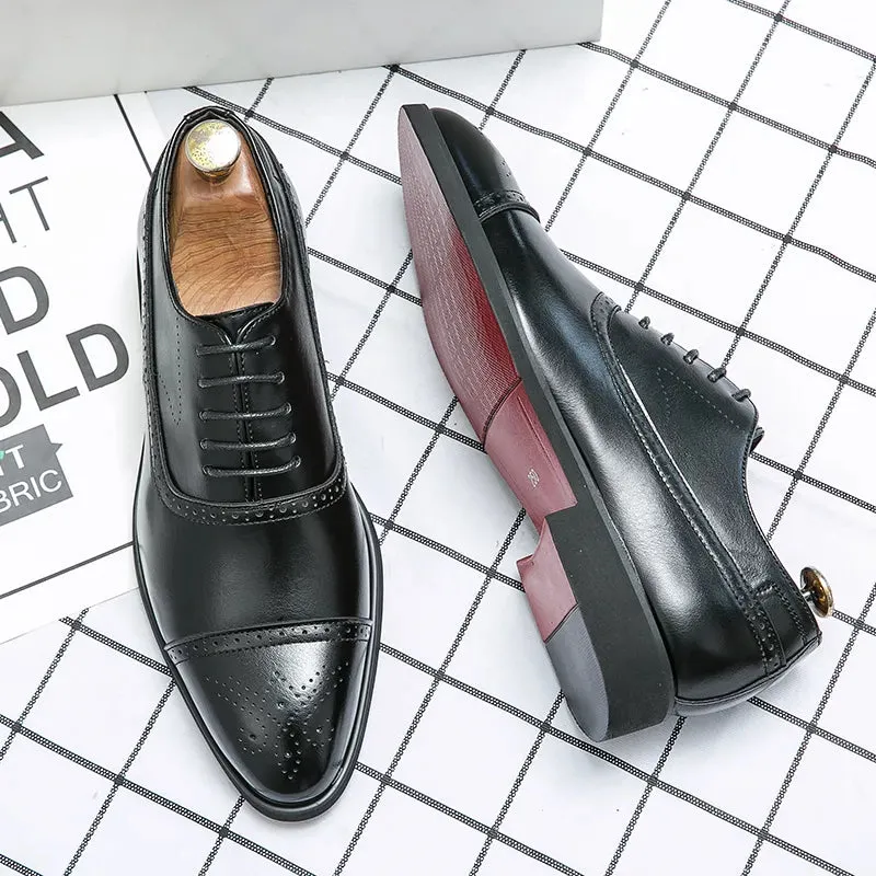 Men Red Sole Fashion Business Party Lace-up Brogue Oxfords Shoes