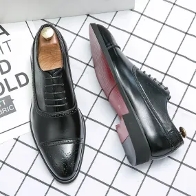 Men Red Sole Fashion Business Party Lace-up Brogue Oxfords Shoes