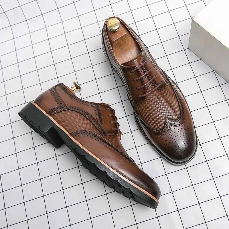 Mens Wingtip Leather Brogue Business Formal Oxford Shoes