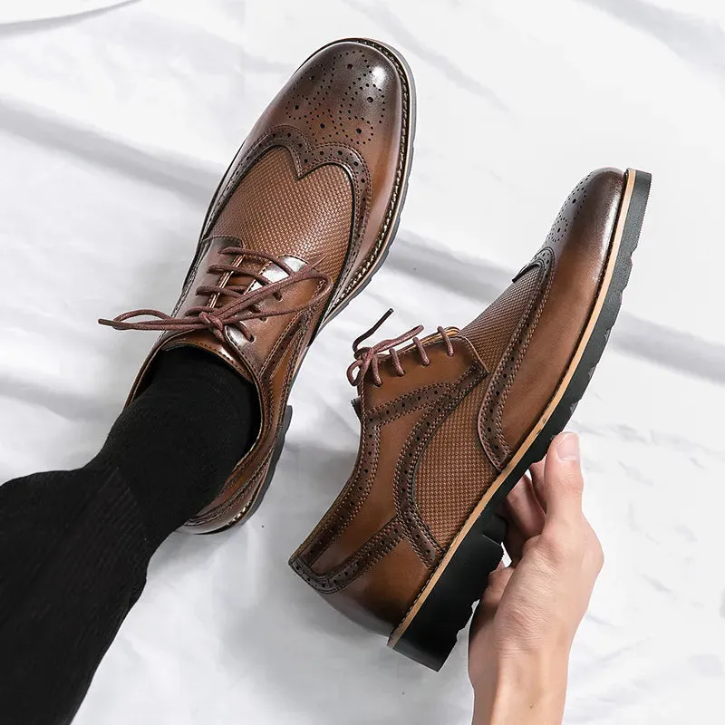 Mens Wingtip Leather Brogue Business Formal Oxford Shoes
