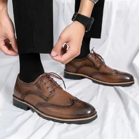 Mens Wingtip Leather Brogue Business Formal Oxford Shoes