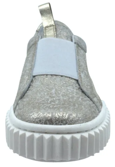 Naturino Girl's & Boy's Gold Metallic Leather Slip On Low Top Casual Sneaker Shoe