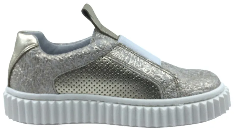Naturino Girl's & Boy's Gold Metallic Leather Slip On Low Top Casual Sneaker Shoe