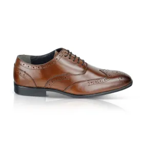 Oxford Leather Brogue Oxfords Shoe - Brown