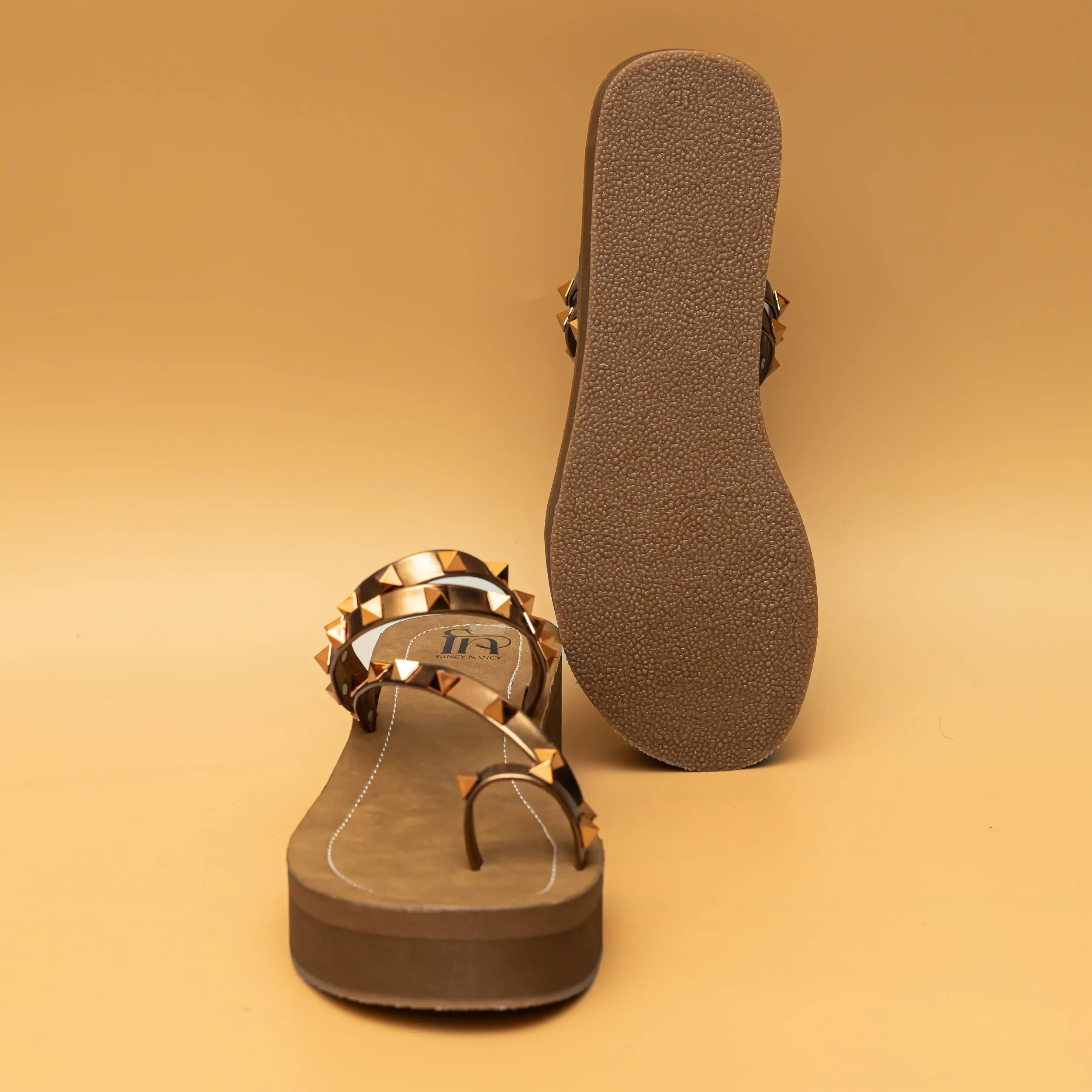 Strappy Studded Platforms - Copper
