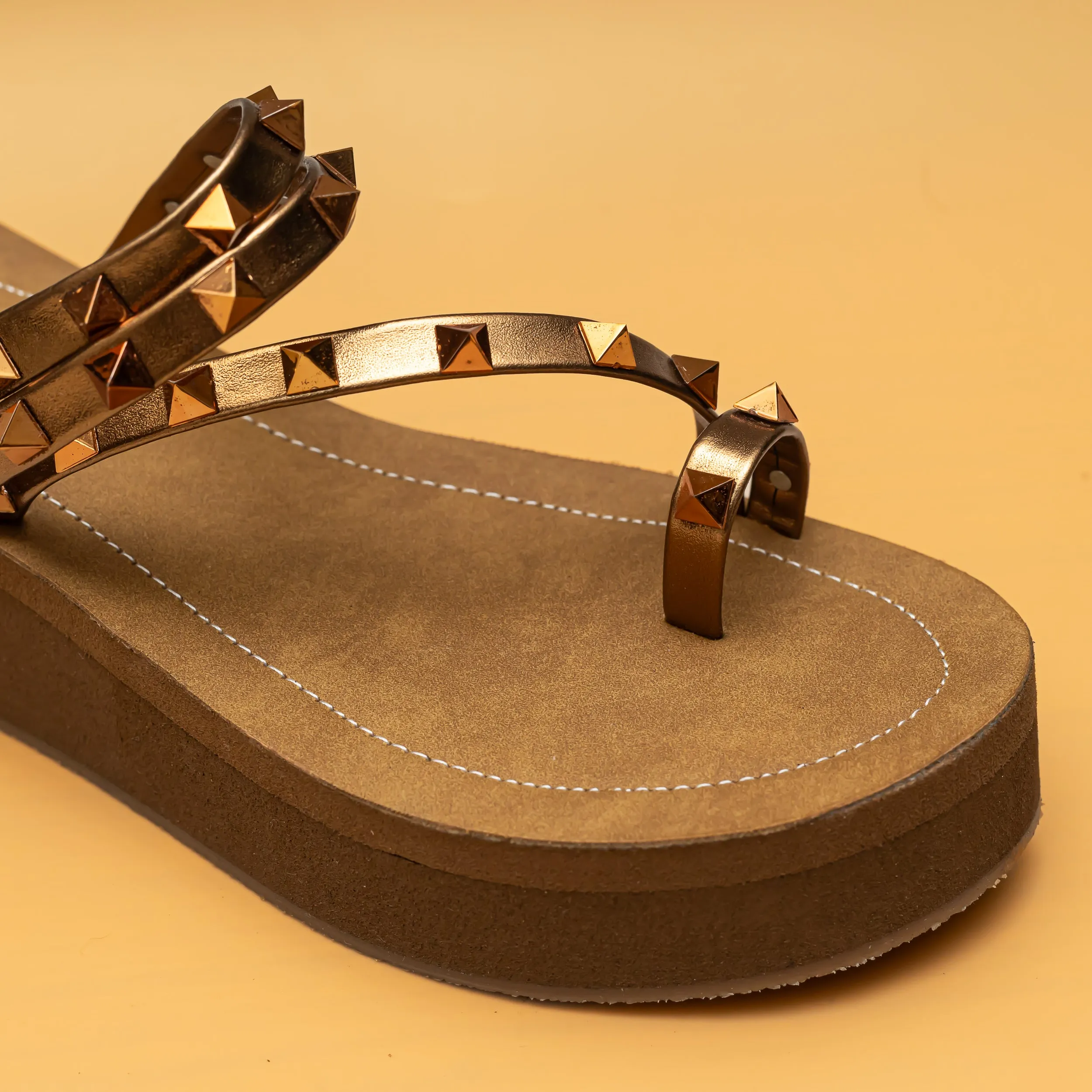 Strappy Studded Platforms - Copper