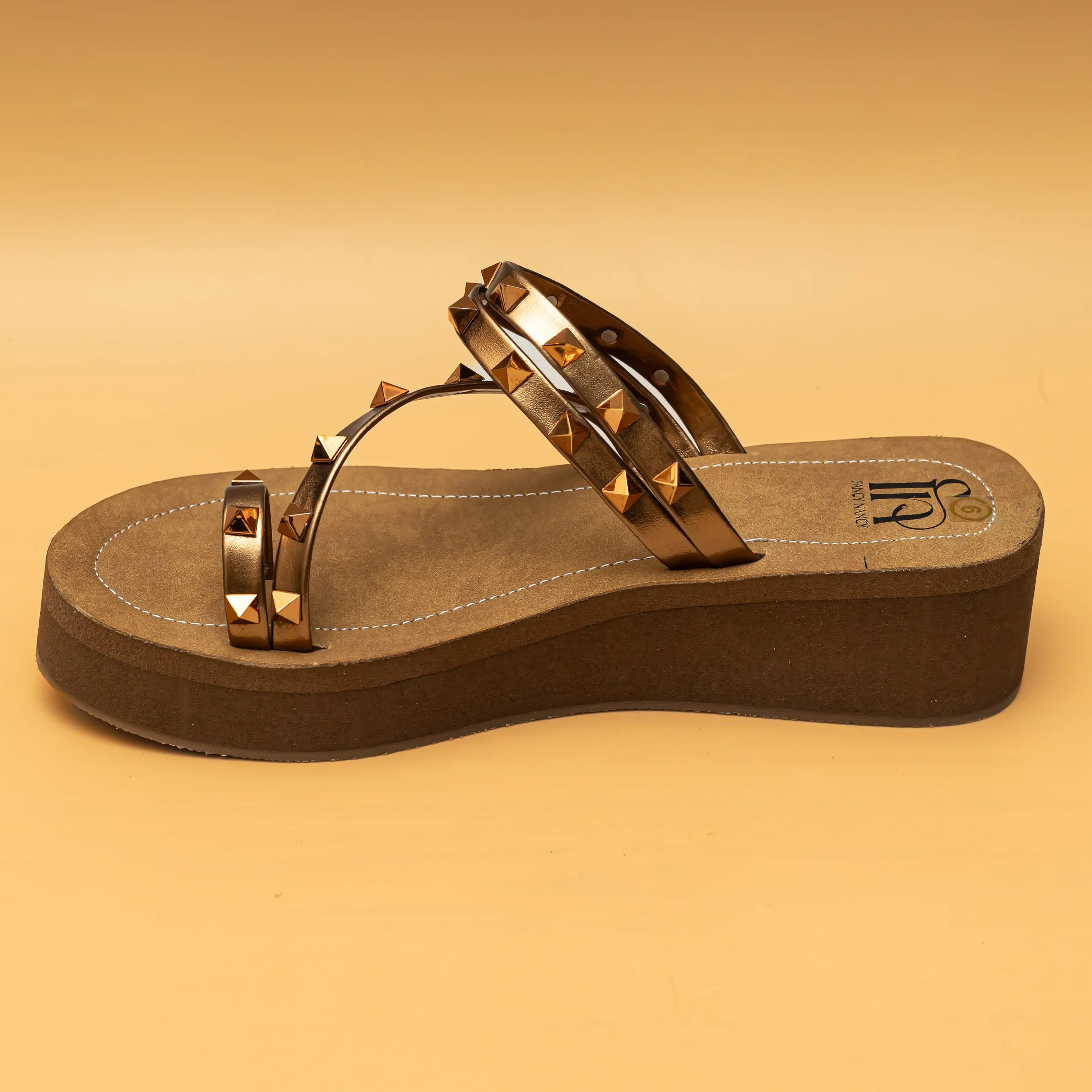 Strappy Studded Platforms - Copper