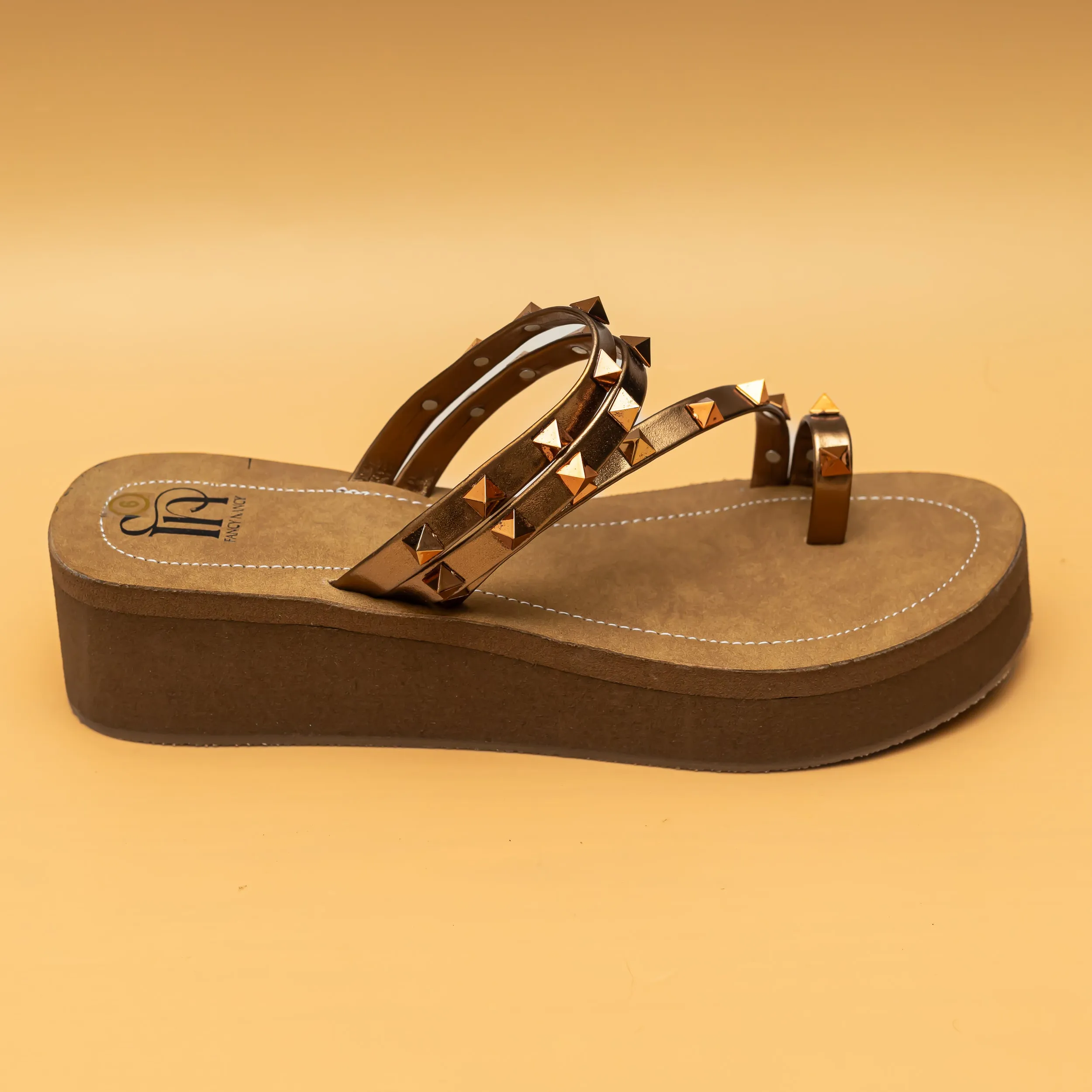 Strappy Studded Platforms - Copper