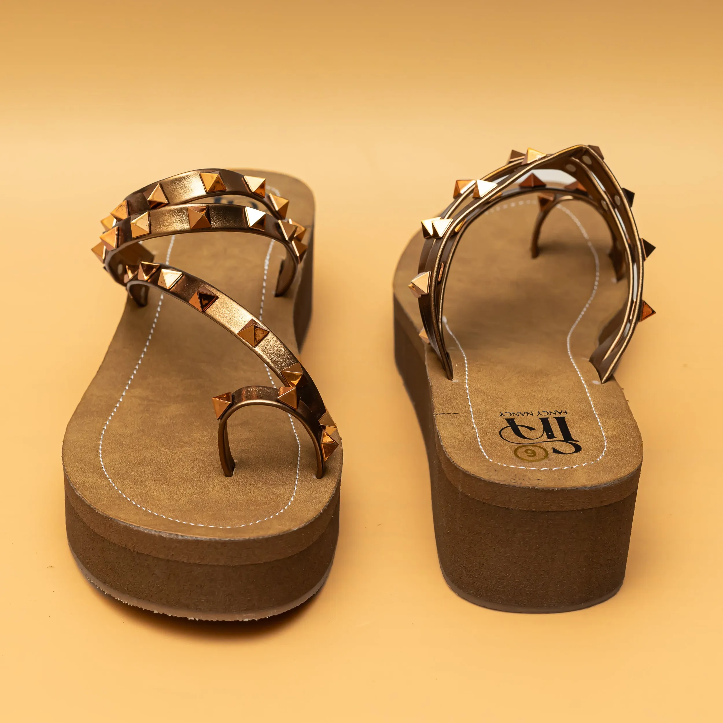 Strappy Studded Platforms - Copper