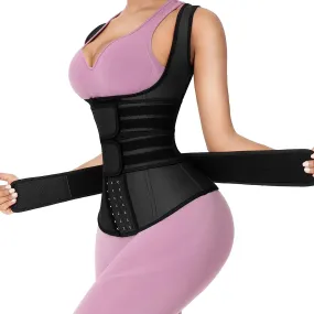 Waist Trainer Vest for Women 3 Belts Waist Cincher 9 Steel Bones Workout Girdle 3 Hooks