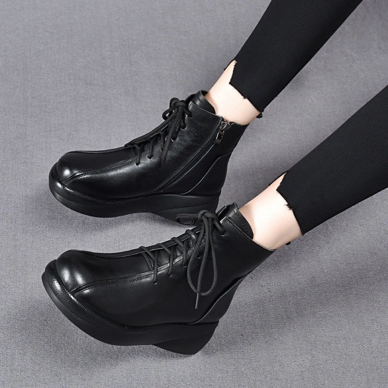 Waterproof and Durable Handmade Leather Ankle Boots