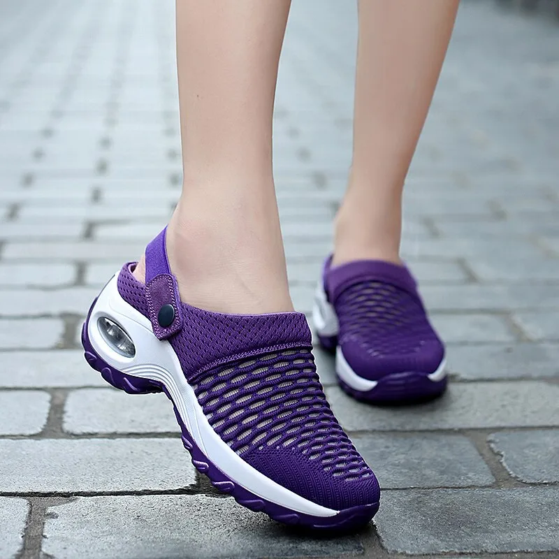 Women Slip-on Shoes - Casual Beach Sandals Non-slip with Mesh