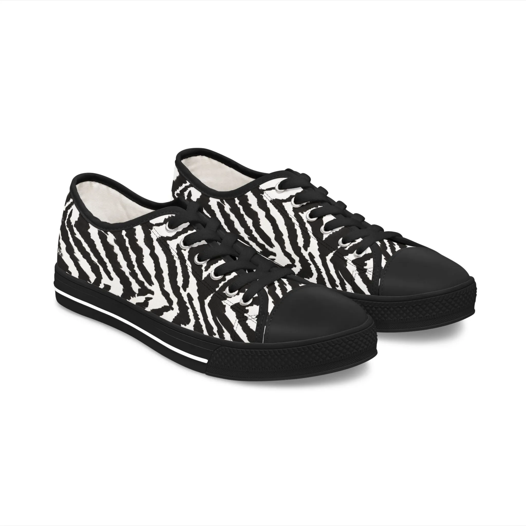 Zebra Striped Women's Sneakers, Zebra Striped Animal Print Women's Low Top Sneakers (US Size: 5.5-12)