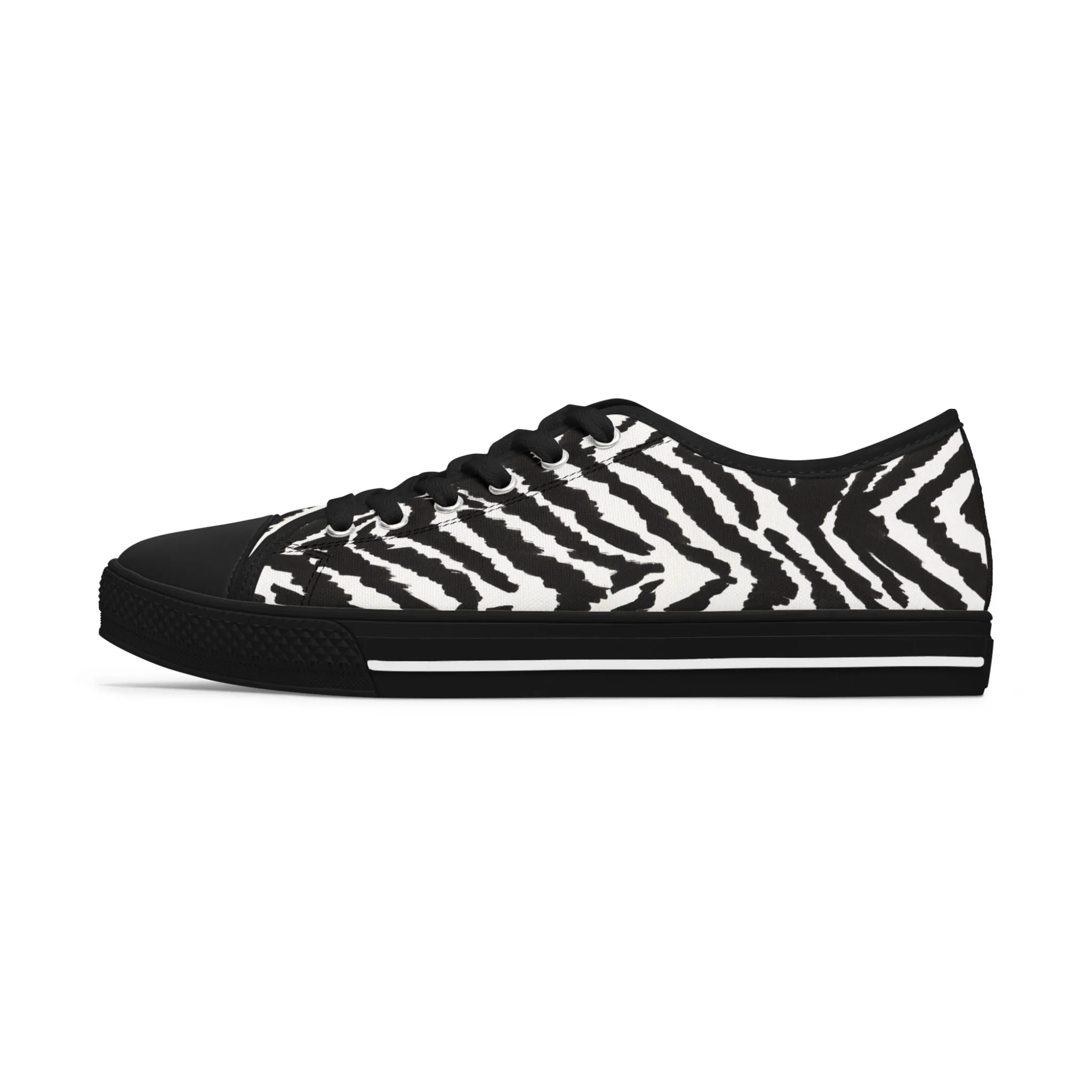 Zebra Striped Women's Sneakers, Zebra Striped Animal Print Women's Low Top Sneakers (US Size: 5.5-12)