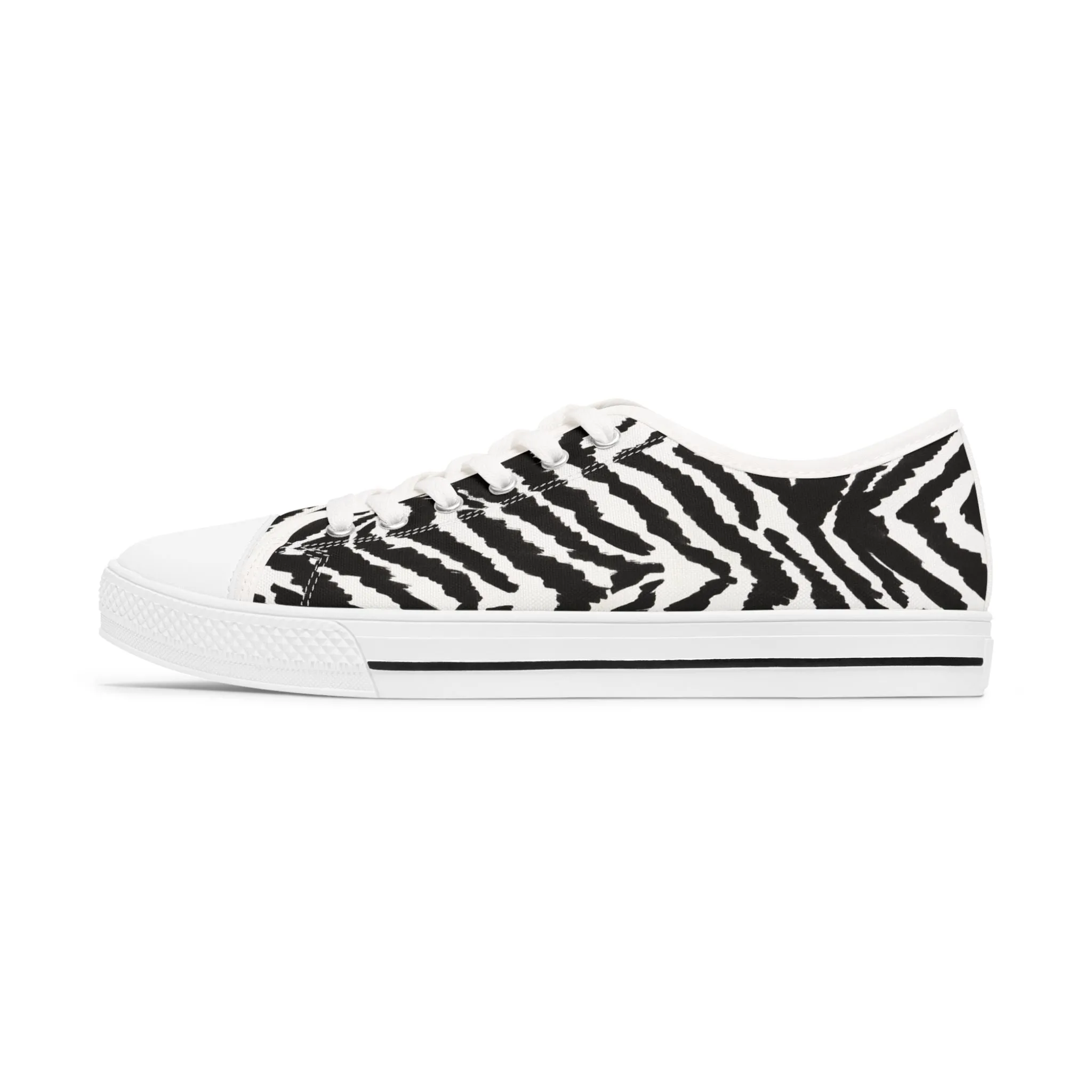 Zebra Striped Women's Sneakers, Zebra Striped Animal Print Women's Low Top Sneakers (US Size: 5.5-12)