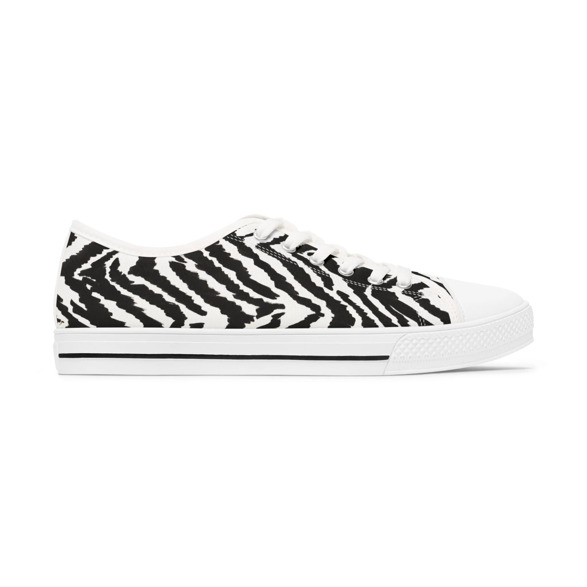 Zebra Striped Women's Sneakers, Zebra Striped Animal Print Women's Low Top Sneakers (US Size: 5.5-12)