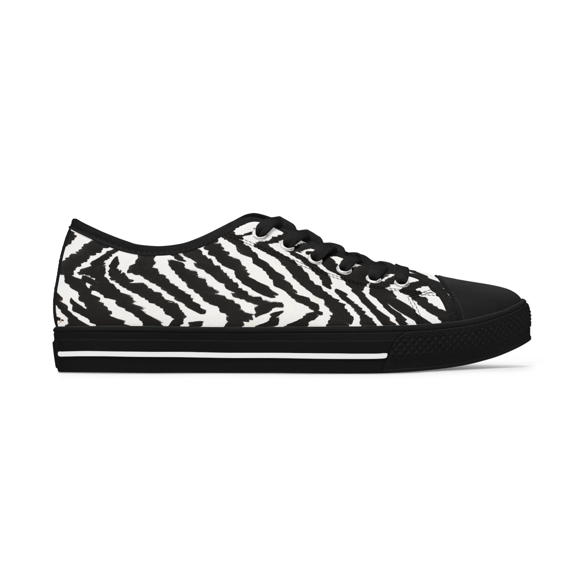 Zebra Striped Women's Sneakers, Zebra Striped Animal Print Women's Low Top Sneakers (US Size: 5.5-12)